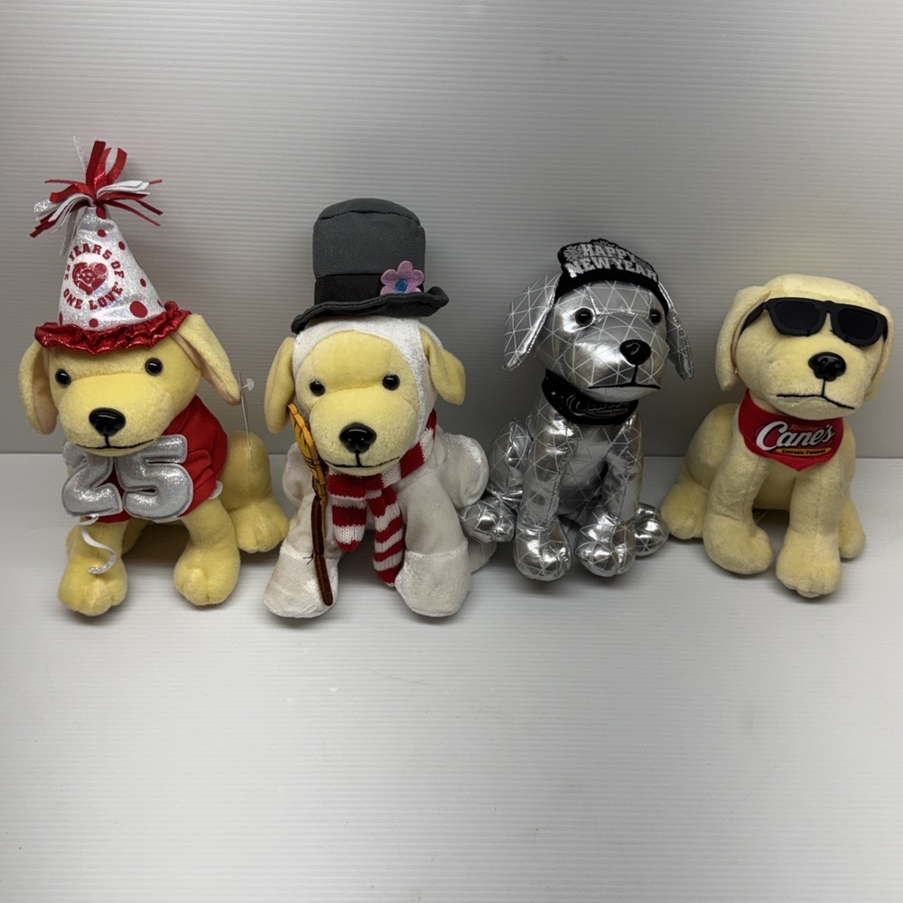 Lot Of 4 Raising Canes Dog 7" Plushies New With Tags